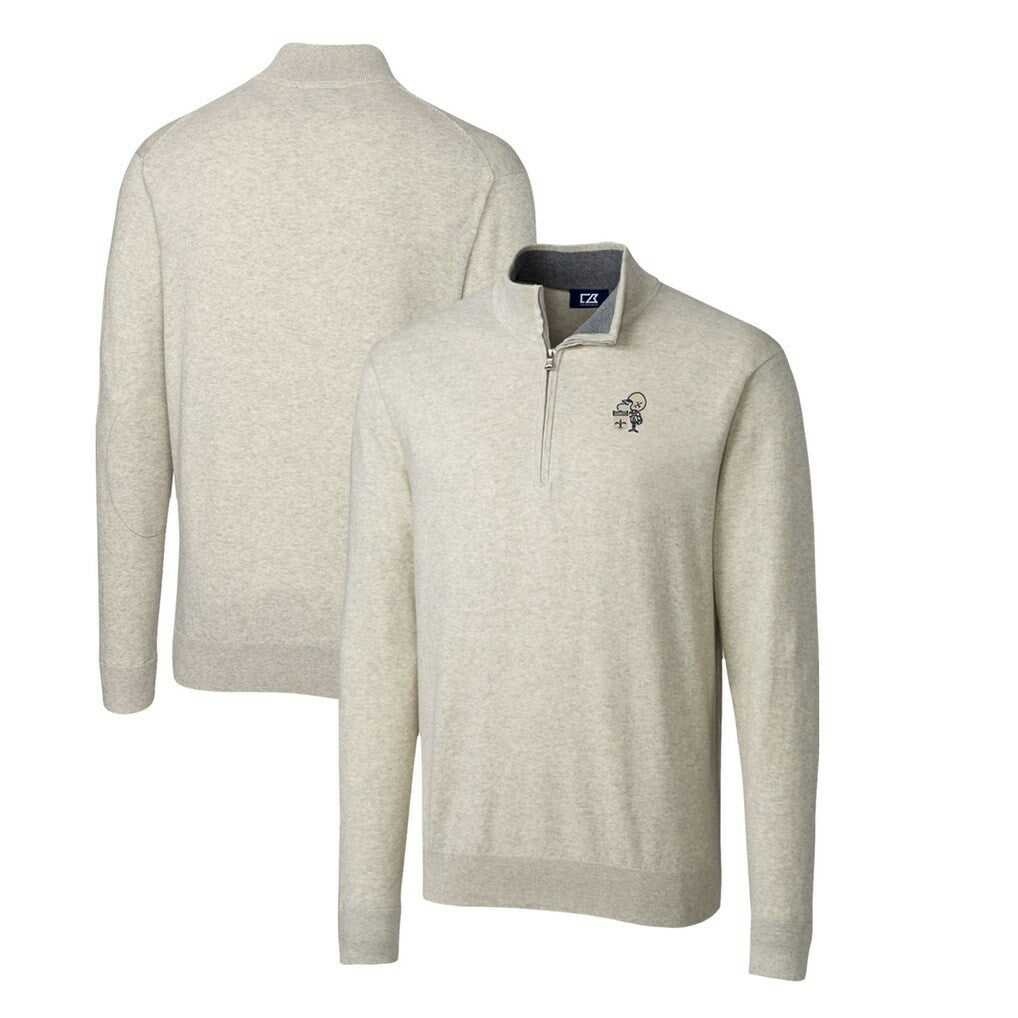 Cutter & Buck Throwback Logo Lakemont Tri-Blend Quarter-Zip Pullover Sweater - New Orleans Saints
