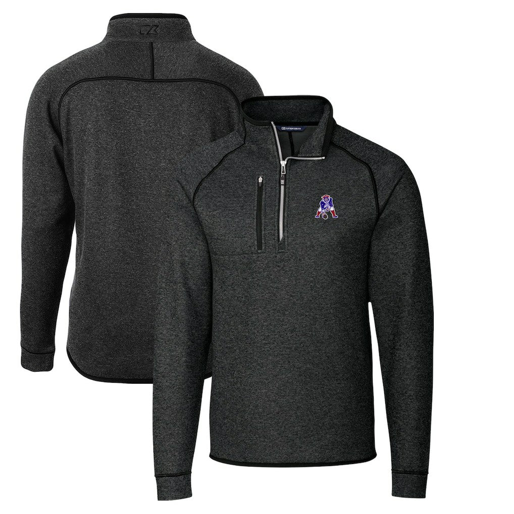 Cutter & Buck Throwback Logo Mainsail Sweater-Knit Half-Zip Pullover Jacket - New England Patriots
