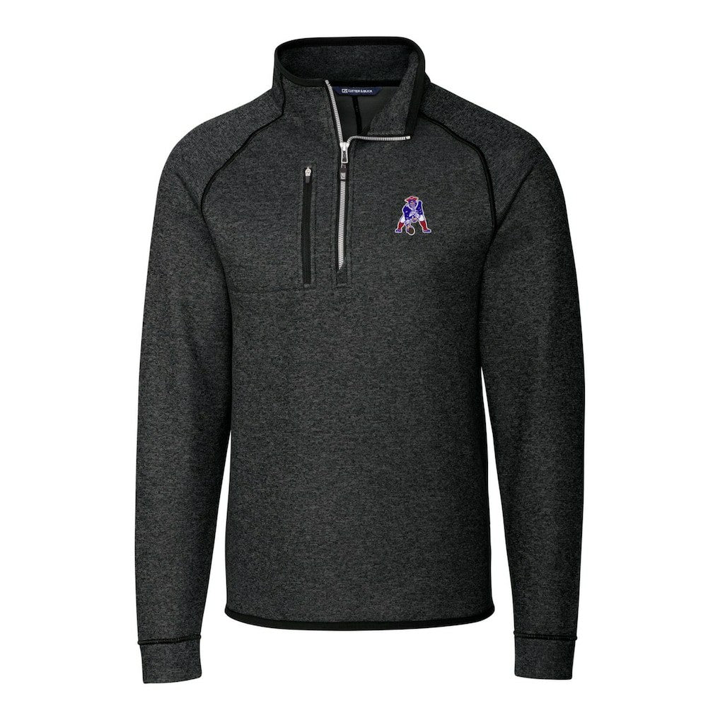 Cutter & Buck Throwback Logo Mainsail Sweater-Knit Half-Zip Pullover Jacket - New England Patriots