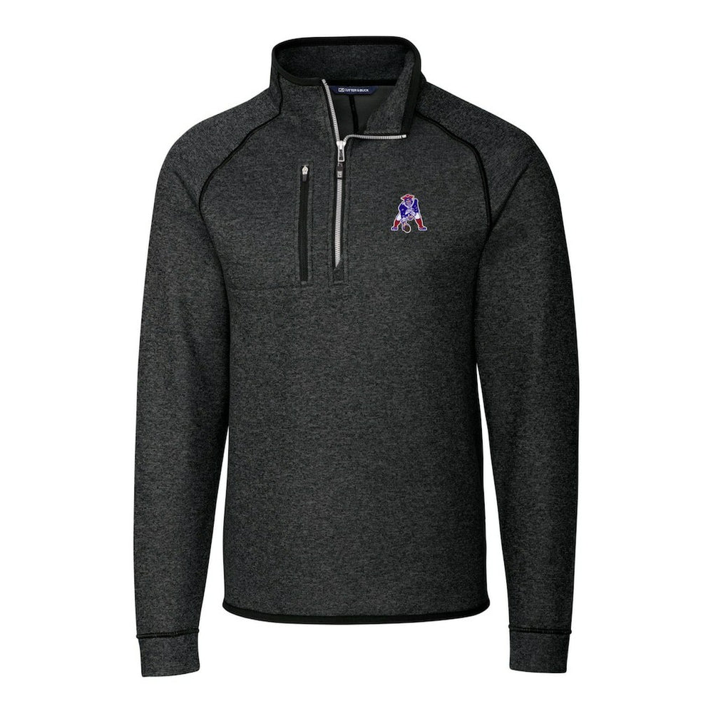 Cutter & Buck Throwback Logo Mainsail Sweater-Knit Half-Zip Pullover Jacket - New England Patriots