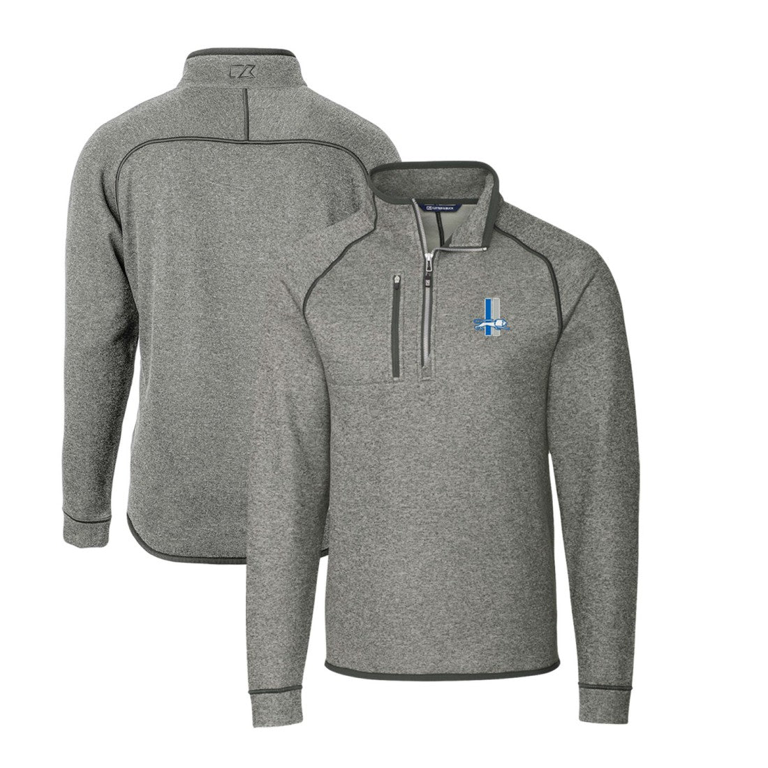 Cutter & Buck Throwback Logo Mainsail Sweater-Knit Half-Zip Pullover Jacket - Detroit Lions