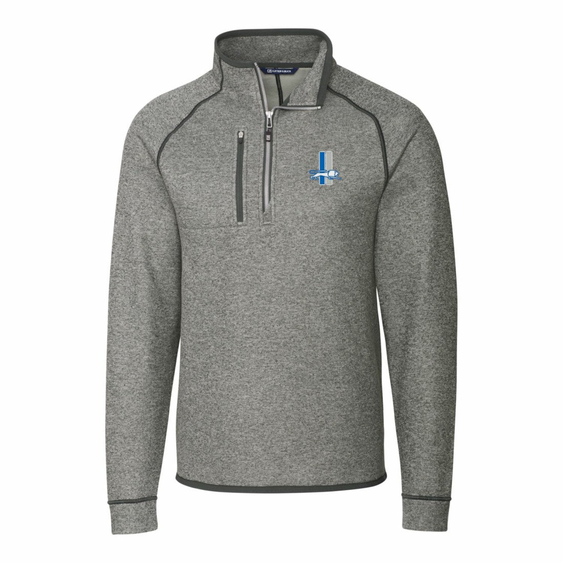 Cutter & Buck Throwback Logo Mainsail Sweater-Knit Half-Zip Pullover Jacket - Detroit Lions