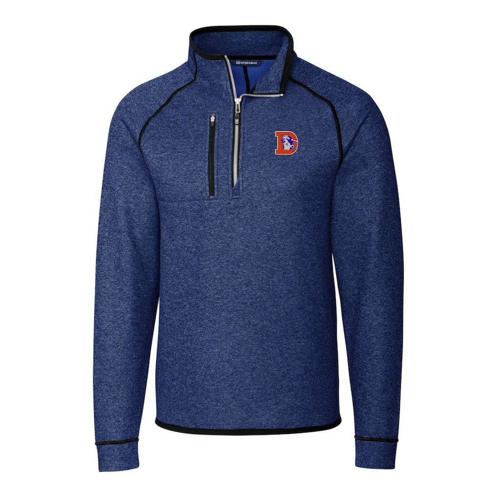 Cutter & Buck Throwback Logo Mainsail Sweater-Knit Half-Zip Pullover Jacket - Denver Broncos