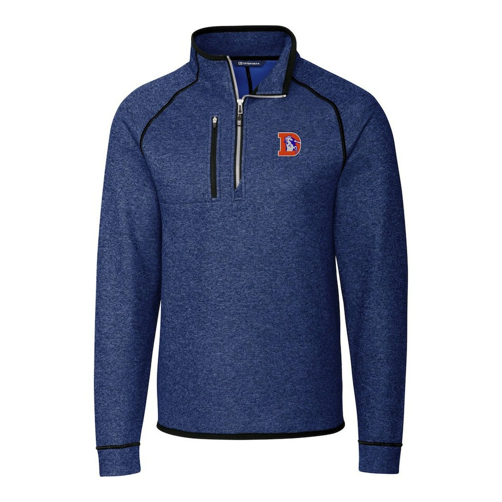Cutter & Buck Throwback Logo Mainsail Sweater-Knit Half-Zip Pullover Jacket - Denver Broncos