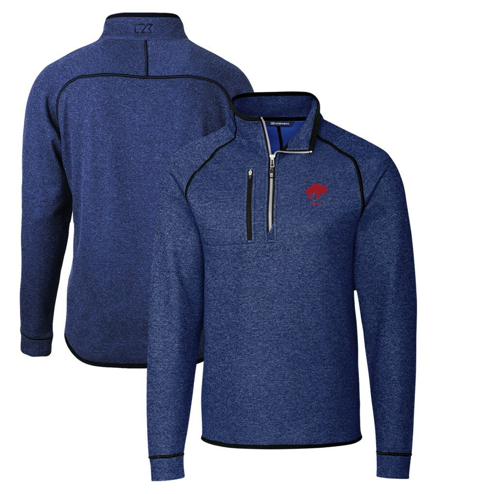 Cutter & Buck Throwback Logo Mainsail Sweater-Knit Half-Zip Pullover Jacket - Buffalo Bills