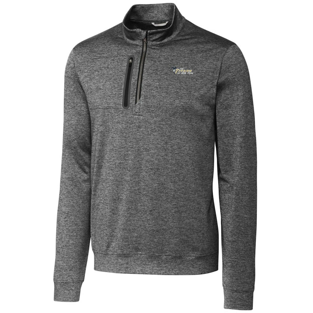 Cutter & Buck Stealth Heathered Throwback Logo Quarter-Zip Pullover Top - New York Jets