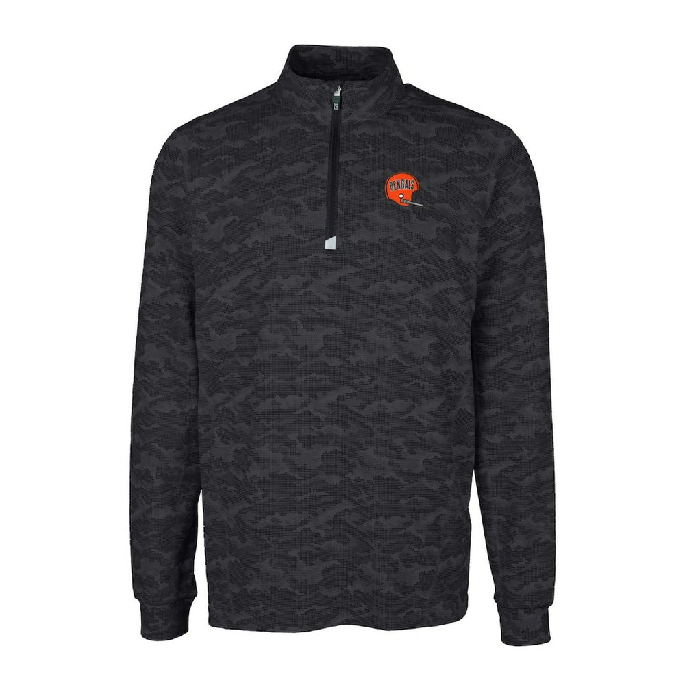 Cutter & Buck Throwback Logo Traverse Camo Print Stretch Quarter-Zip Pullover Top - Cincinnati Bengals