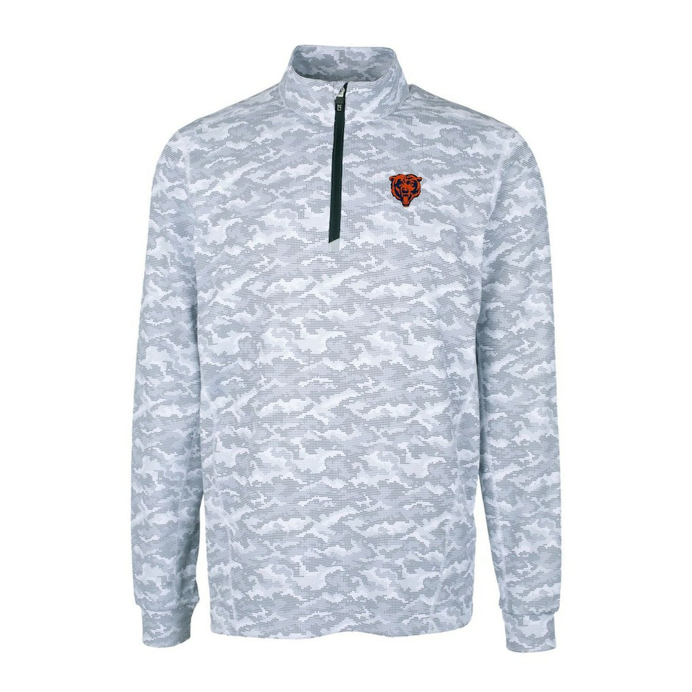 Cutter & Buck Throwback Logo Traverse Camo Print Stretch Quarter-Zip Pullover Top - Chicago Bears