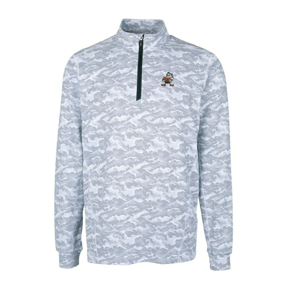 Cutter & Buck Throwback Logo Traverse Camo Print Stretch Quarter-Zip Pullover Top - Cleveland Browns
