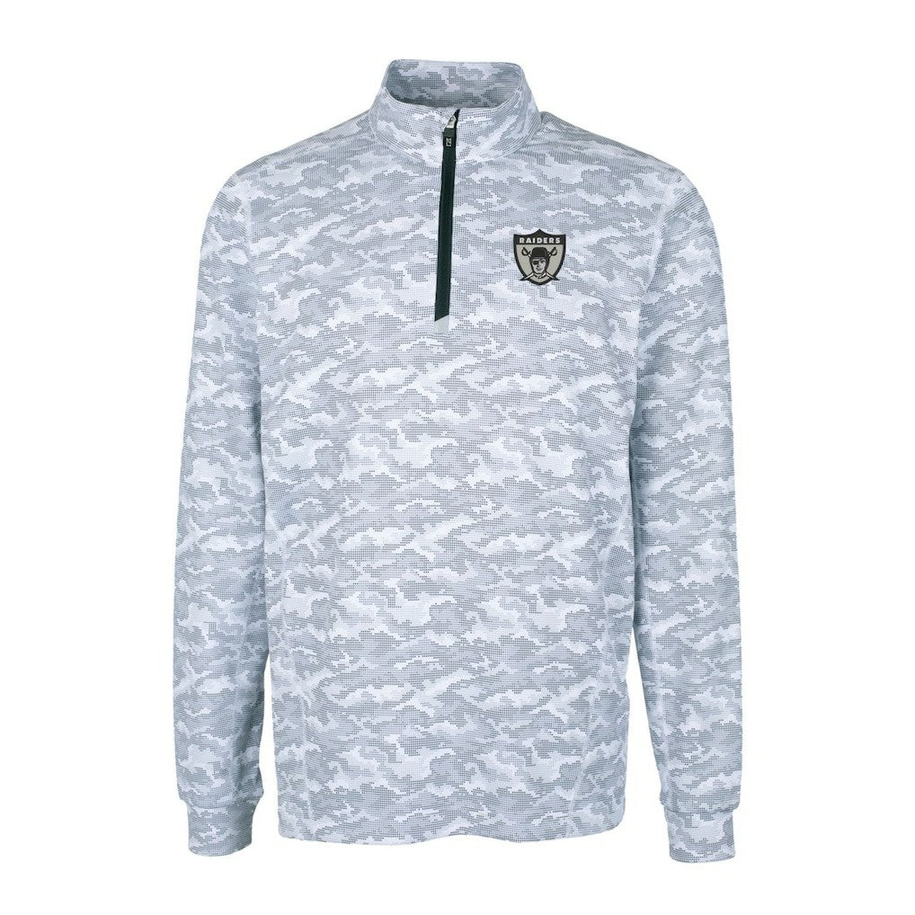 Cutter & Buck Throwback Logo Traverse Camo Print Stretch Quarter-Zip Pullover Top - Las Vegas Raiders