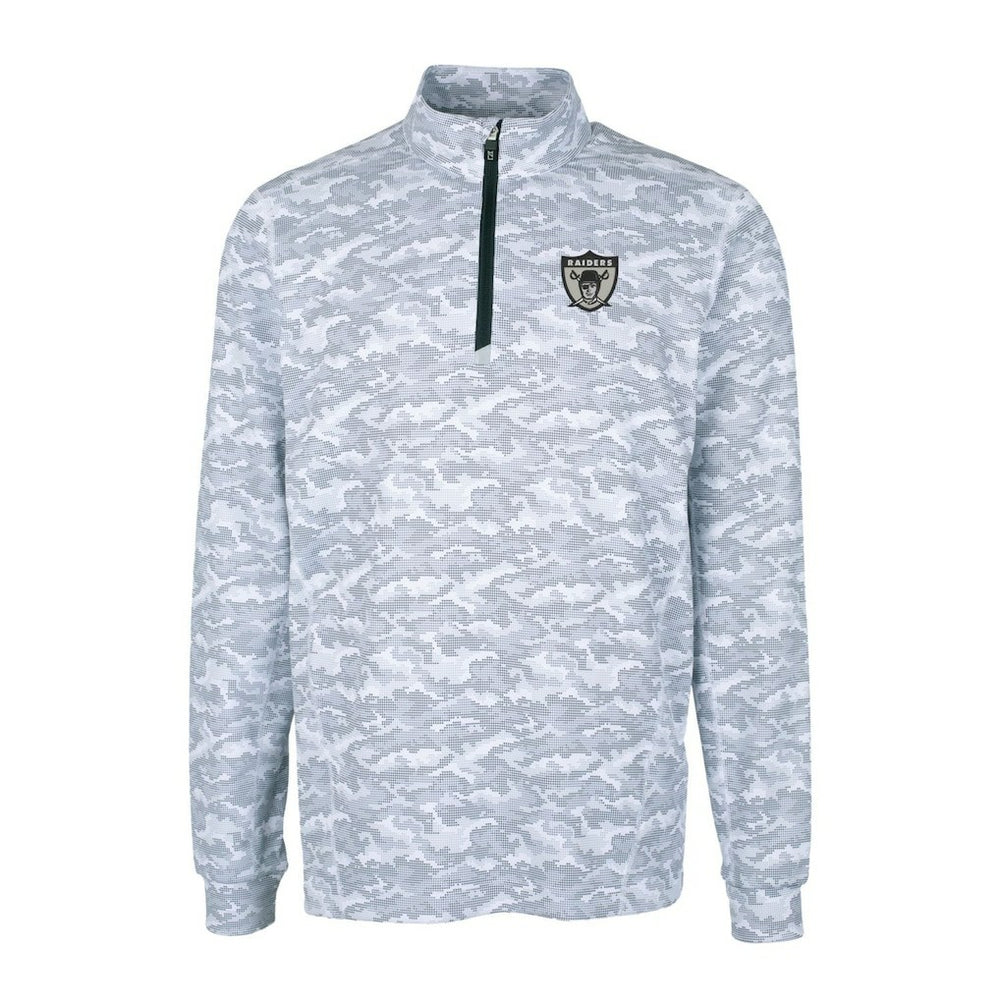 Cutter & Buck Throwback Logo Traverse Camo Print Stretch Quarter-Zip Pullover Top - Las Vegas Raiders