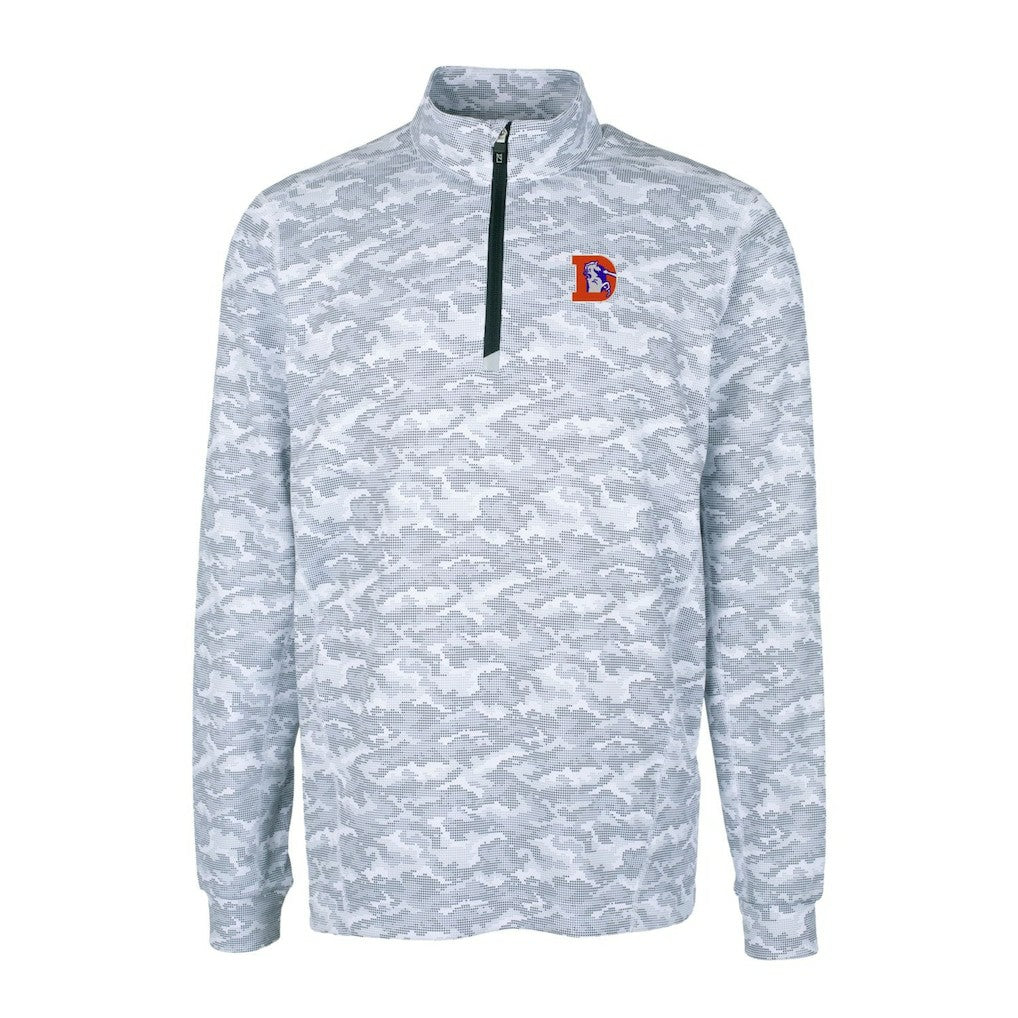 Cutter & Buck Throwback Logo Traverse Camo Print Stretch Quarter-Zip Pullover Top - Denver Broncos