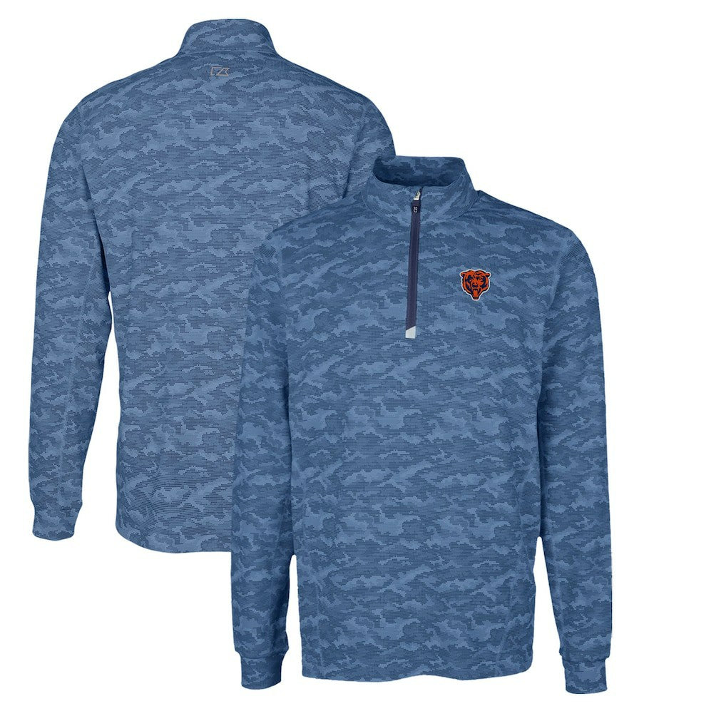 Cutter & Buck Throwback Logo Traverse Camo Print Stretch Quarter-Zip Pullover Top - Chicago Bears