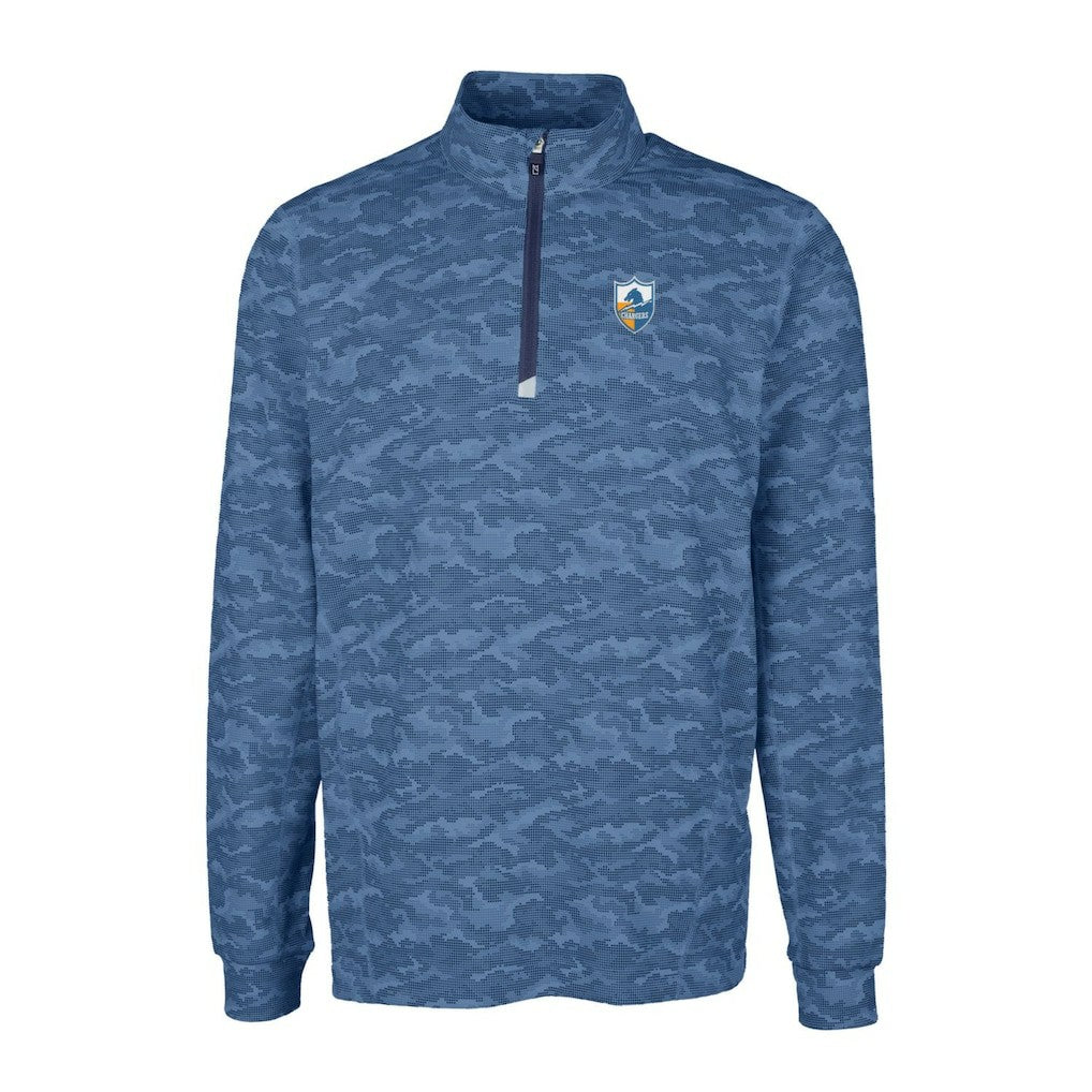 Cutter & Buck Throwback Logo Traverse Camo Print Stretch Quarter-Zip Pullover Top - Los Angeles Chargers