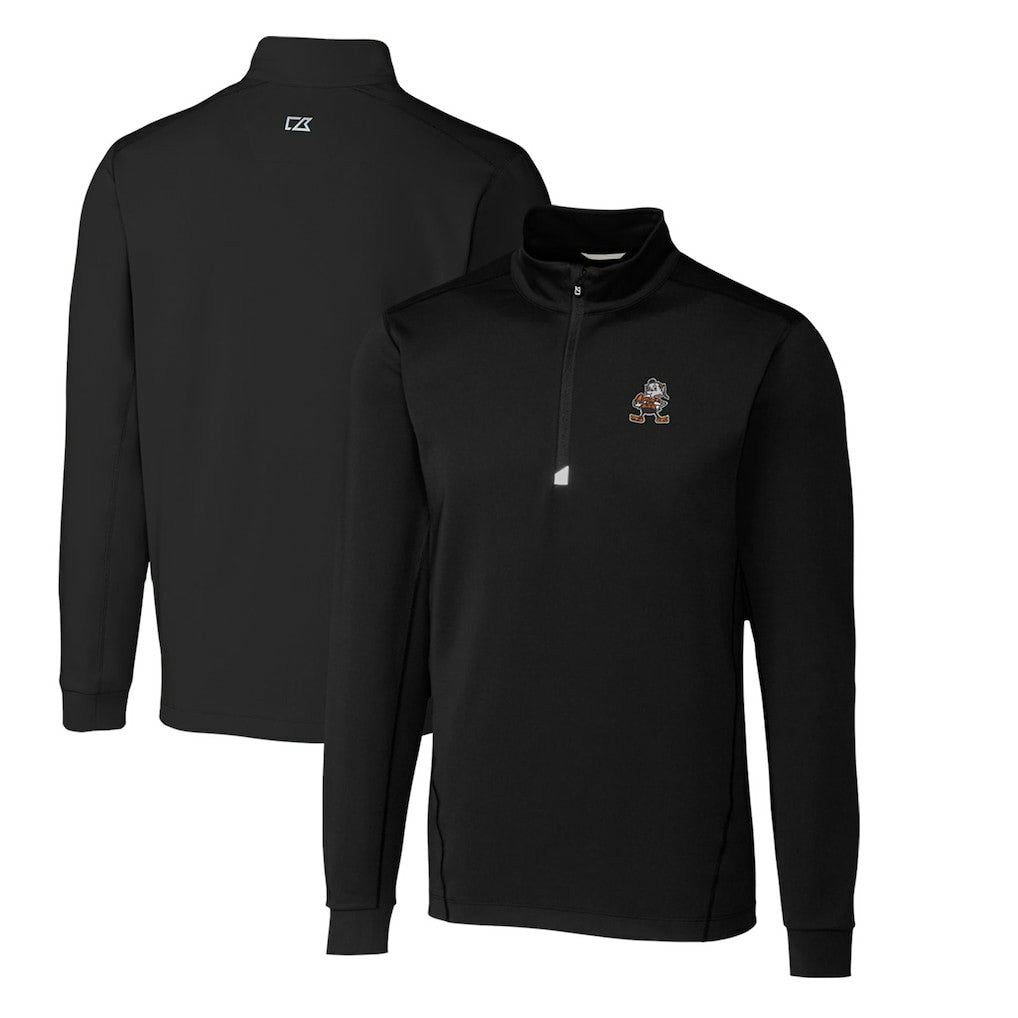 Cutter & Buck Throwback Logo Traverse Stretch Quarter-Zip Pullover Top - Cleveland Browns