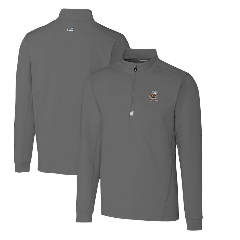 Cutter & Buck Throwback Logo Traverse Stretch Quarter-Zip Pullover Top - Cleveland Browns