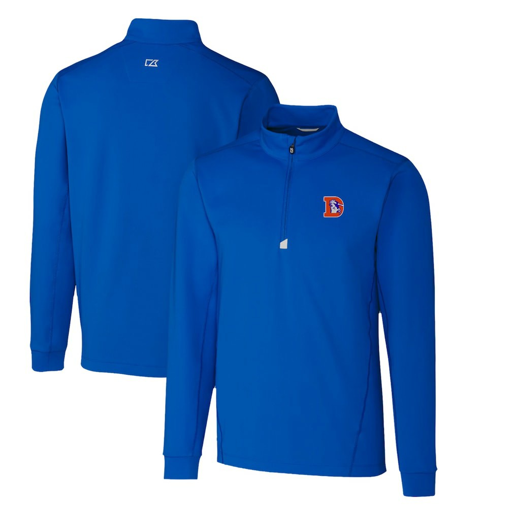 Cutter & Buck Throwback Logo Traverse Stretch Quarter-Zip Pullover Top - Denver Broncos