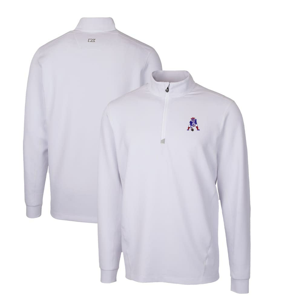 Cutter & Buck Throwback Logo Traverse Stretch Quarter-Zip Pullover Top - New England Patriots