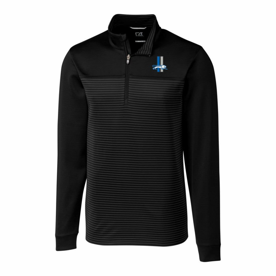 Cutter & Buck Throwback Logo Traverse Stripe Stretch Quarter-Zip Pullover Top - Detroit Lions