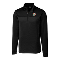 Cutter & Buck Throwback Logo Traverse Stripe Stretch Quarter-Zip Pullover Top - Miami Dolphins