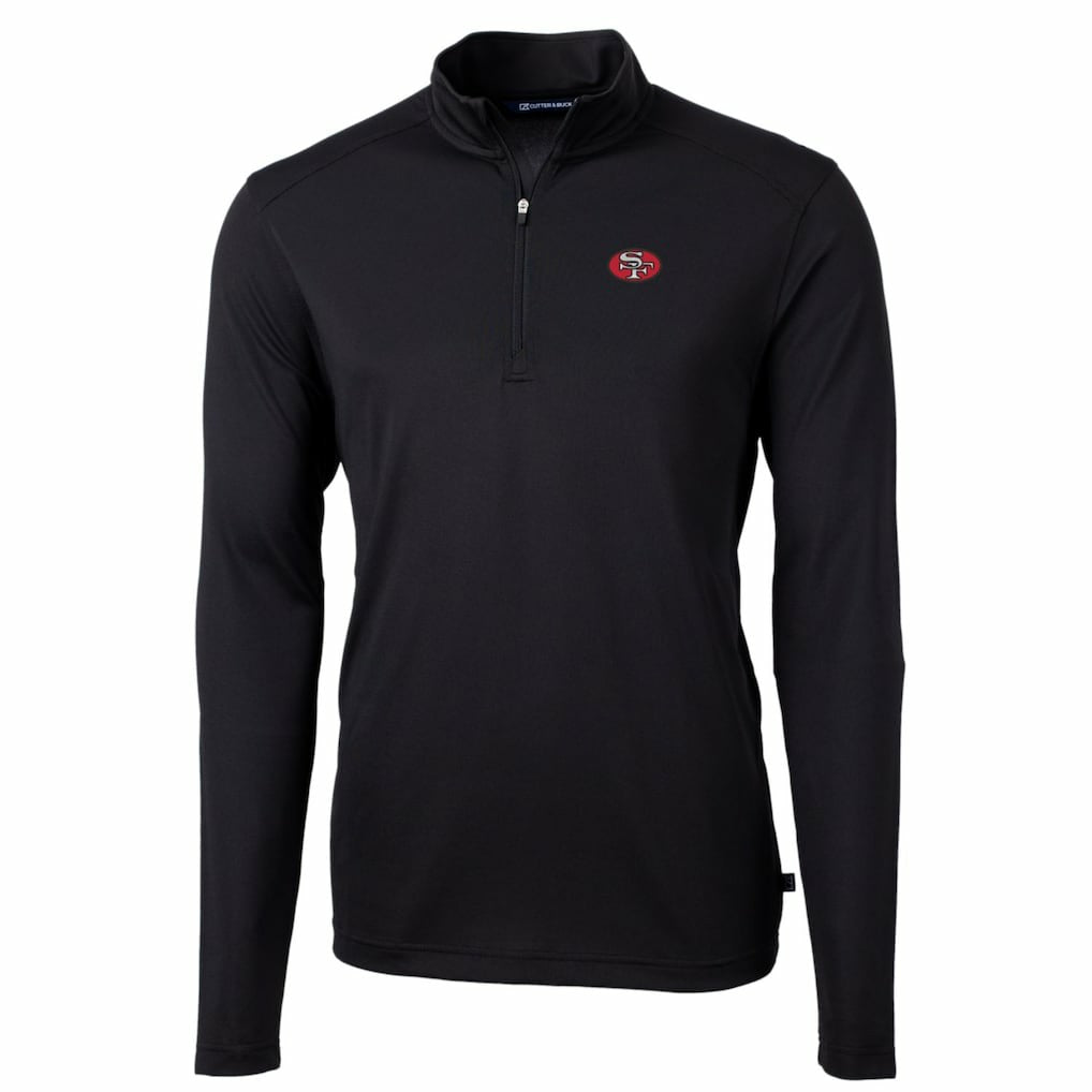 Cutter & Buck Throwback Logo Virtue Eco Pique Recycled Quarter-Zip Pullover Top - San Francisco 49ers