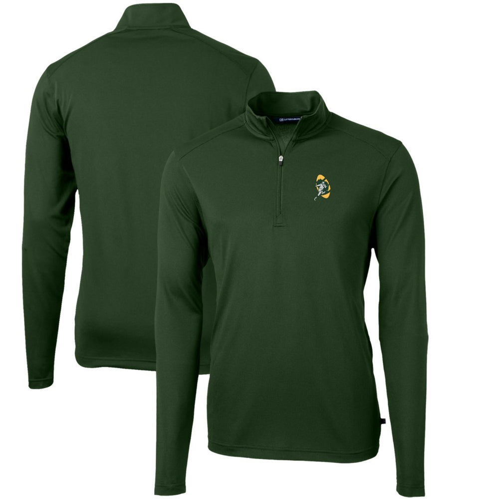 Cutter & Buck Throwback Logo Virtue Eco Pique Recycled Quarter-Zip Pullover Top - Green Bay Packers