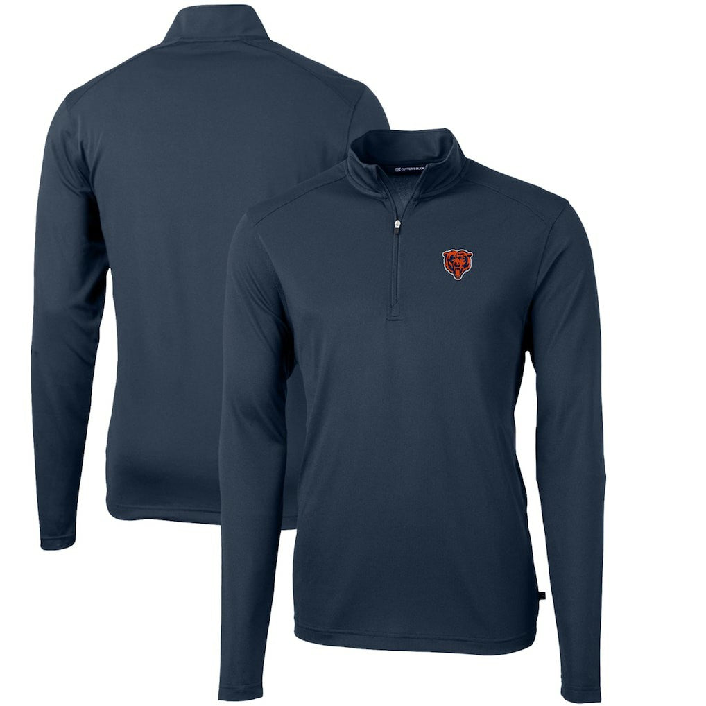 Cutter & Buck Throwback Logo Virtue Eco Pique Recycled Quarter-Zip Pullover Top - Chicago Bears