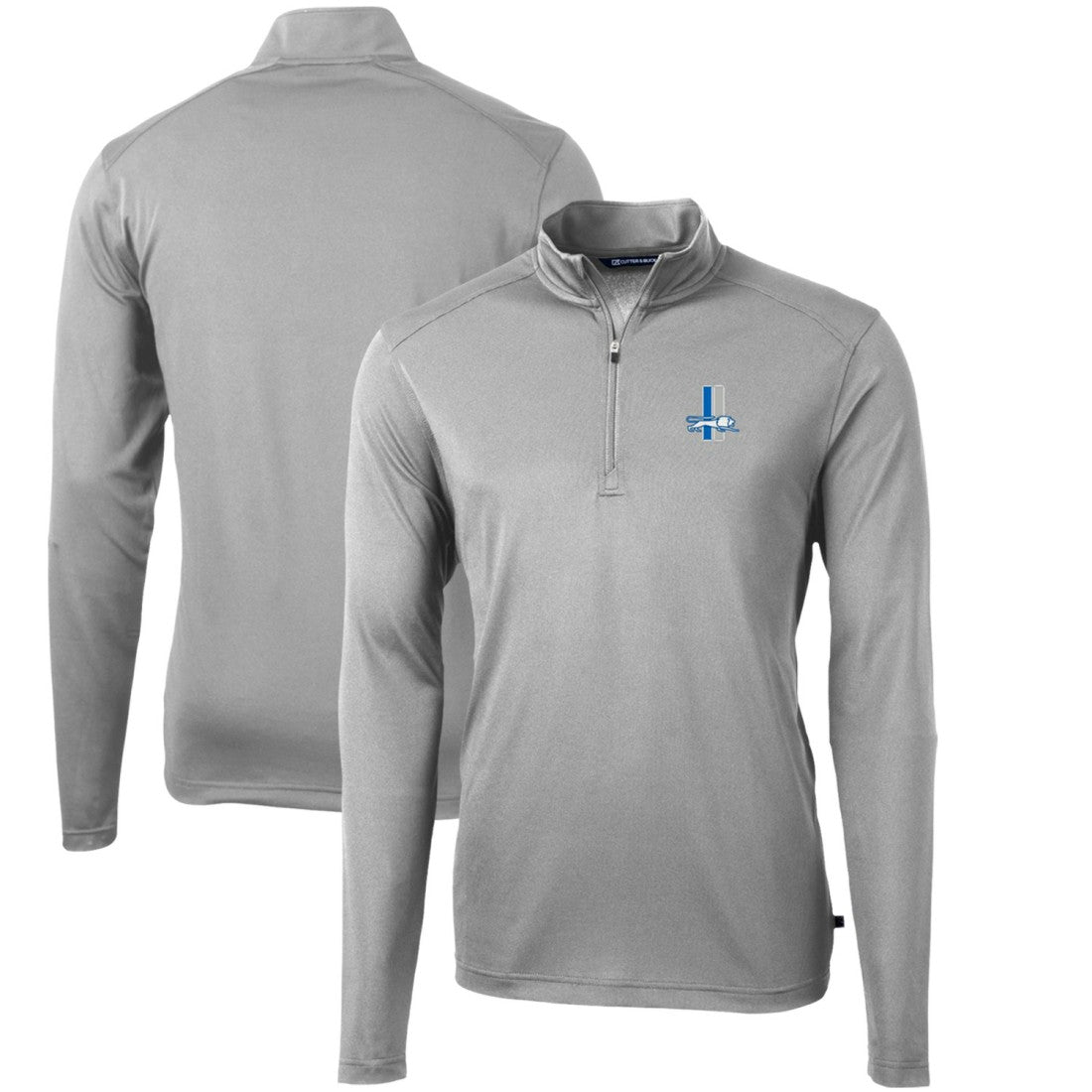 Cutter & Buck Throwback Logo Virtue Eco Pique Recycled Quarter-Zip Pullover Top - Detroit Lions