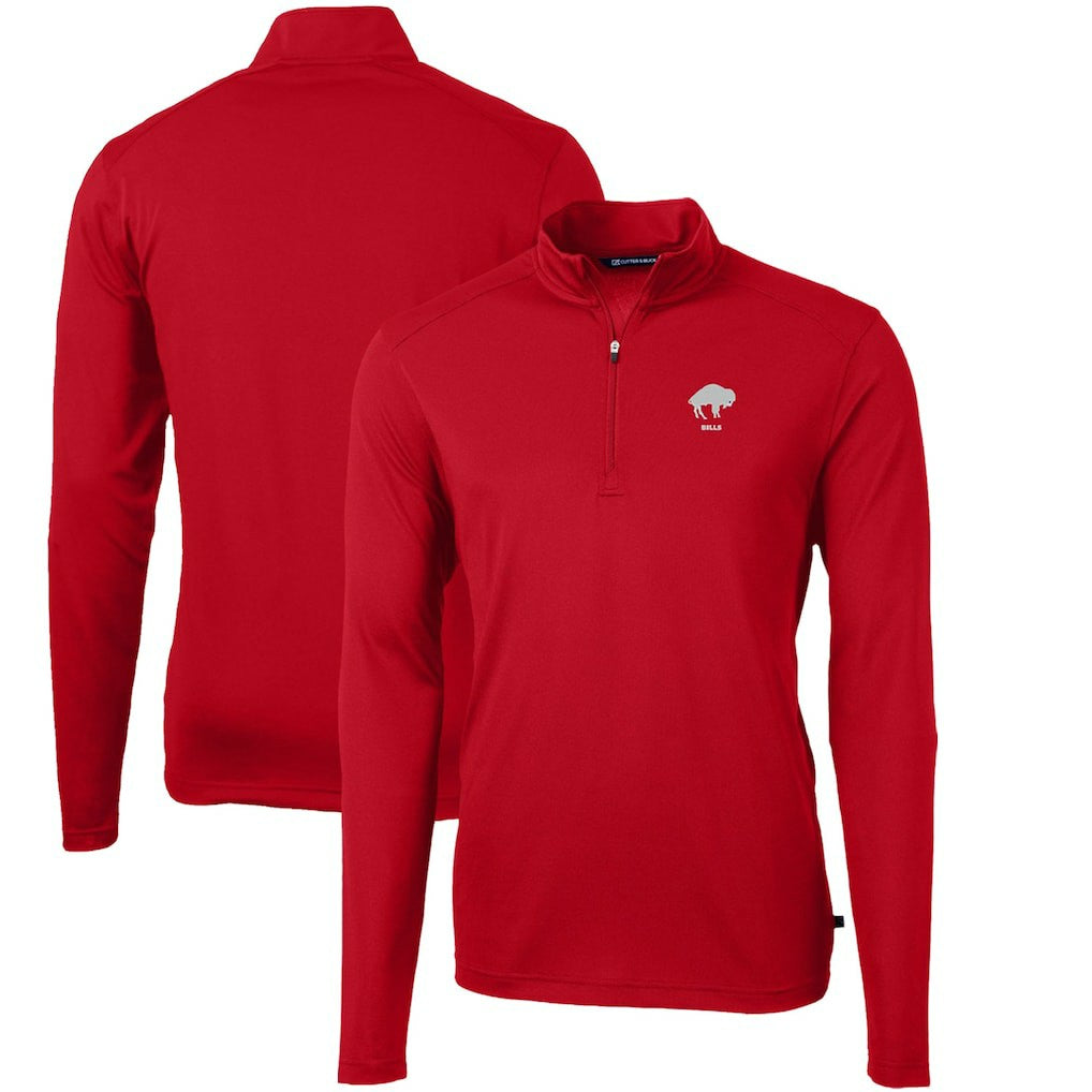 Cutter & Buck Throwback Logo Virtue Eco Pique Recycled Quarter-Zip Pullover Top - Buffalo Bills