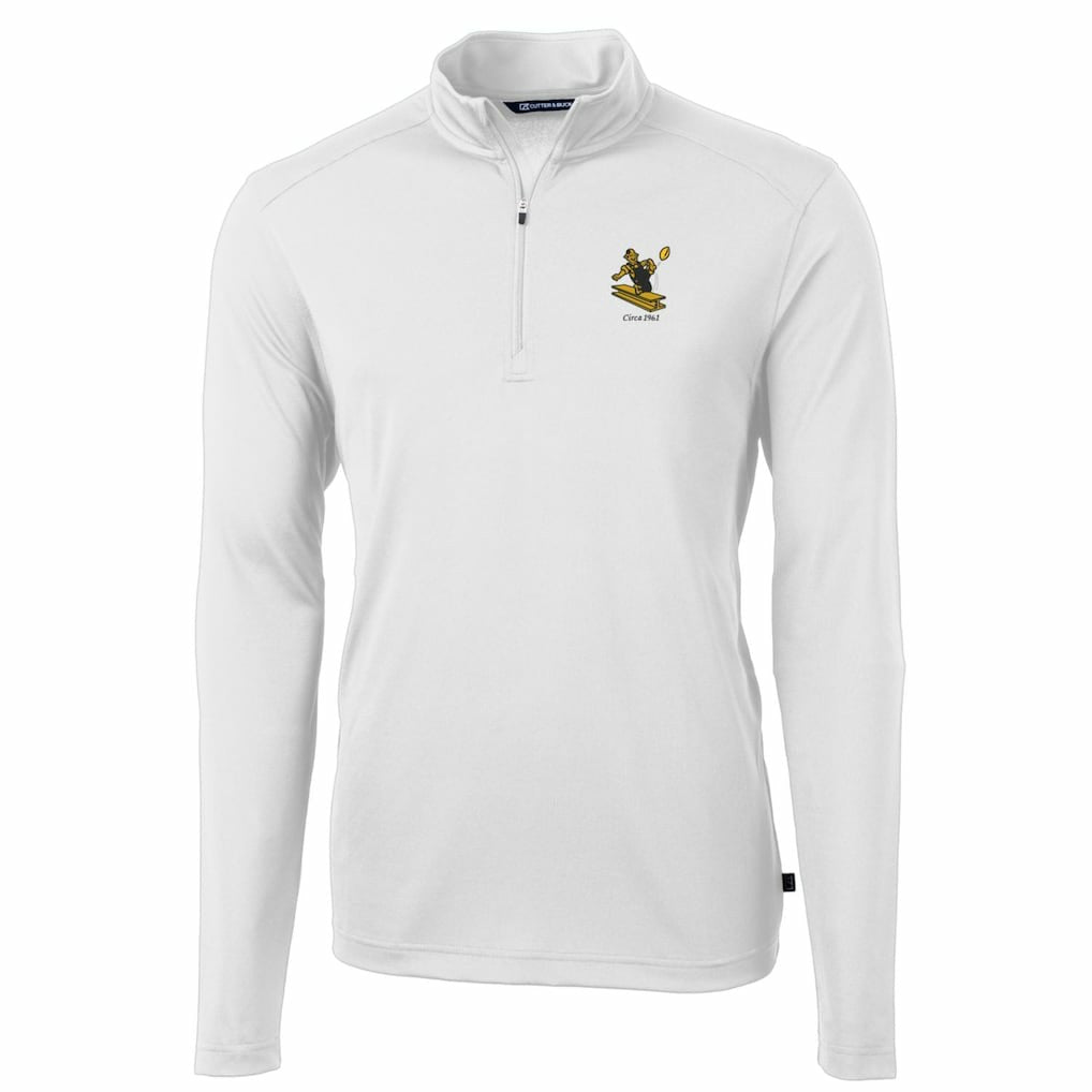 Cutter & Buck Throwback Logo Virtue Eco Pique Recycled Quarter-Zip Pullover Top - Pittsburgh Steelers