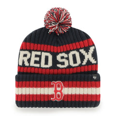 MLB Boston Red Sox '47 Primary Team Logo Bering Pom Top Cuff Knit Hat – Navy