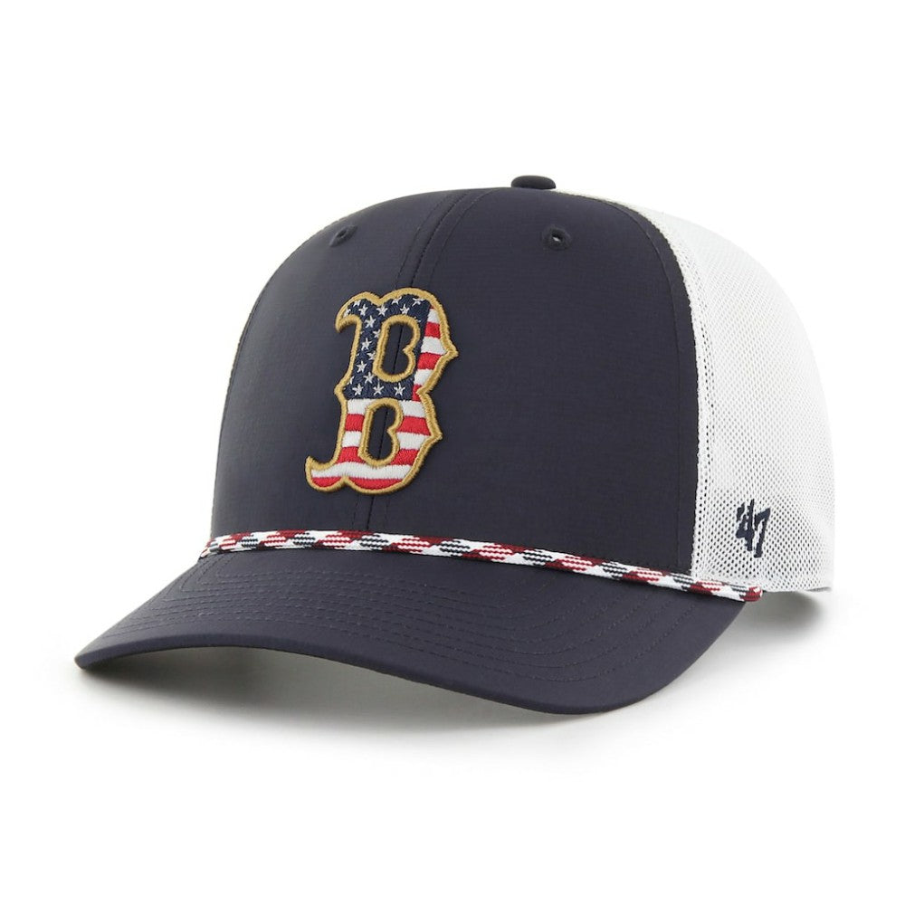 MLB Boston Red Sox '47 Primary Team Logo American Flag Fill Trucker Snapback Hat