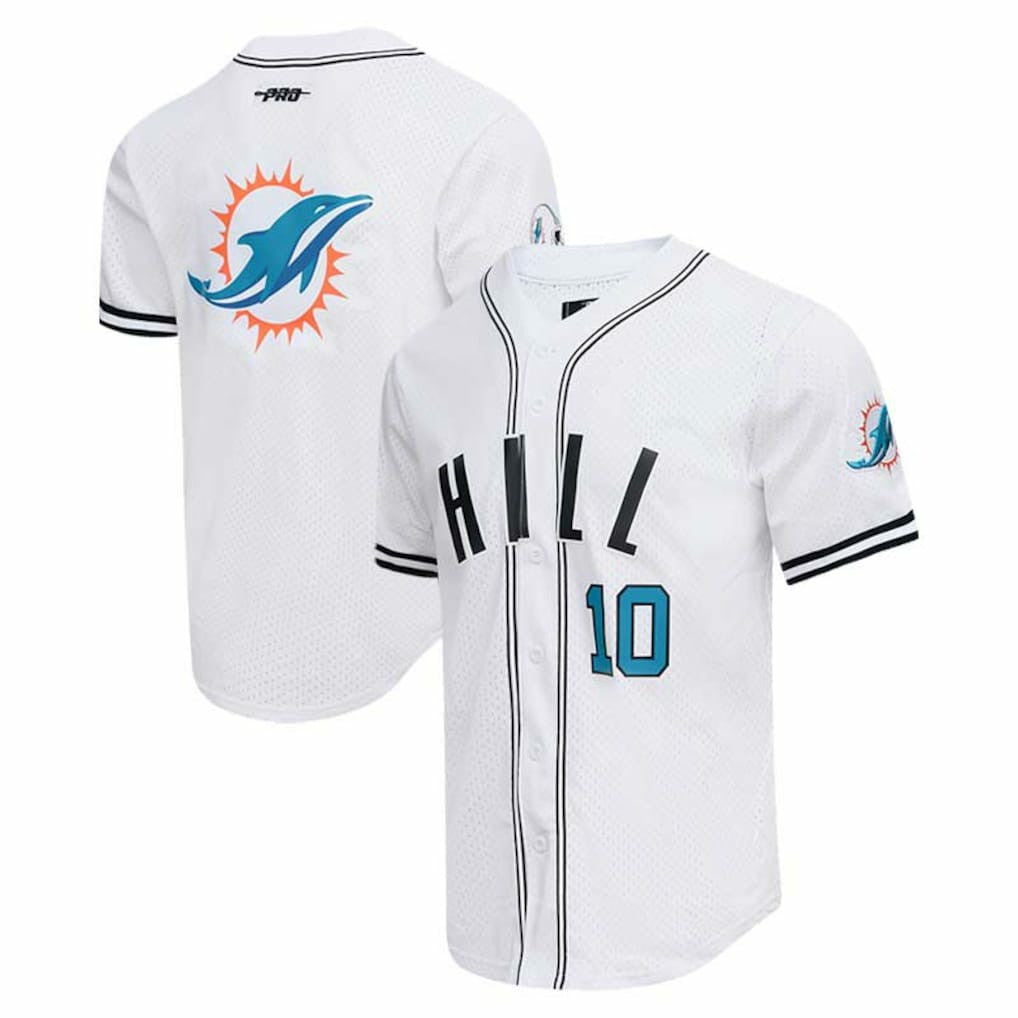 Tyreek Hill  Pro Standard Mesh Baseball Button-Up T-Shirt - Miami Dolphins