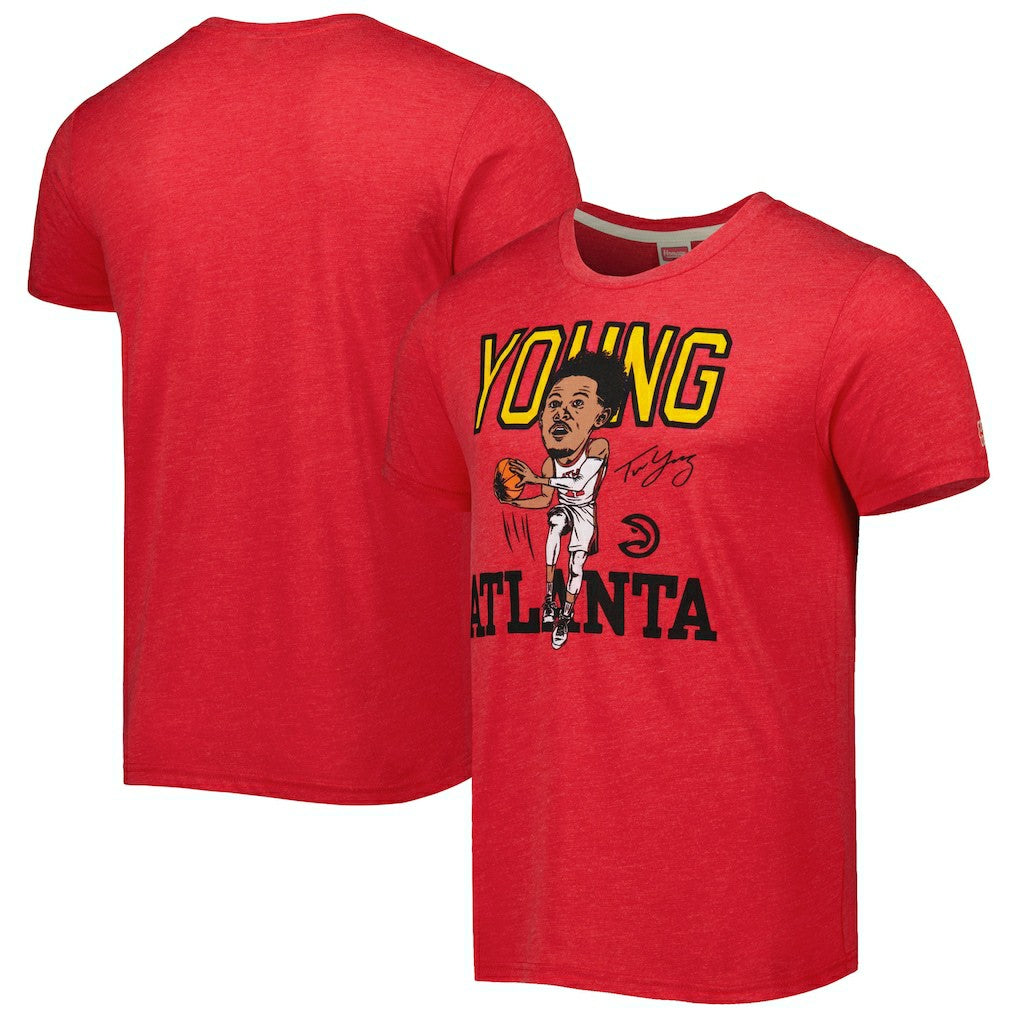 NBA Trae Young Atlanta Hawks Homage Caricature Tri-Blend T-Shirt