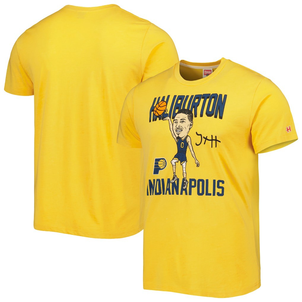 NBA Tyrese Haliburton Indiana Pacers Homage Caricature Tri-Blend T-Shirt