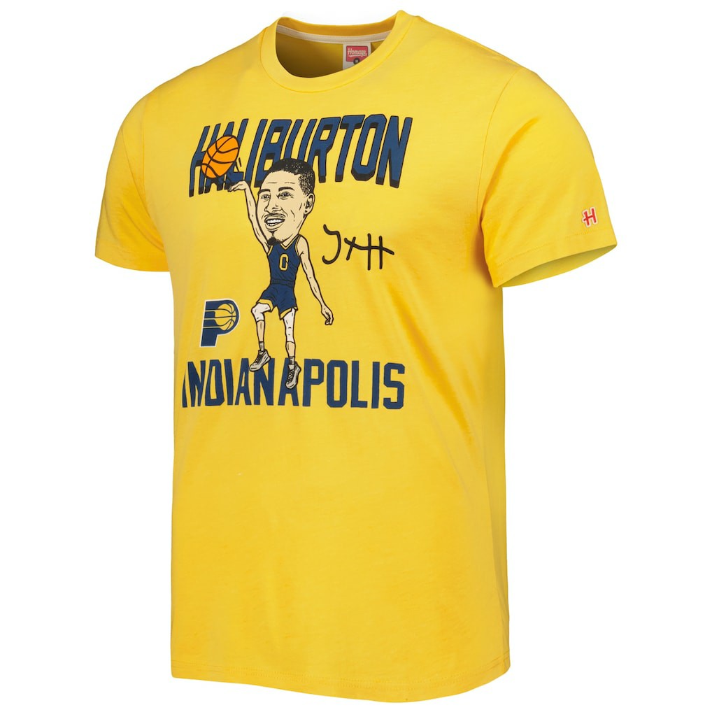 NBA Tyrese Haliburton Indiana Pacers Homage Caricature Tri-Blend T-Shirt