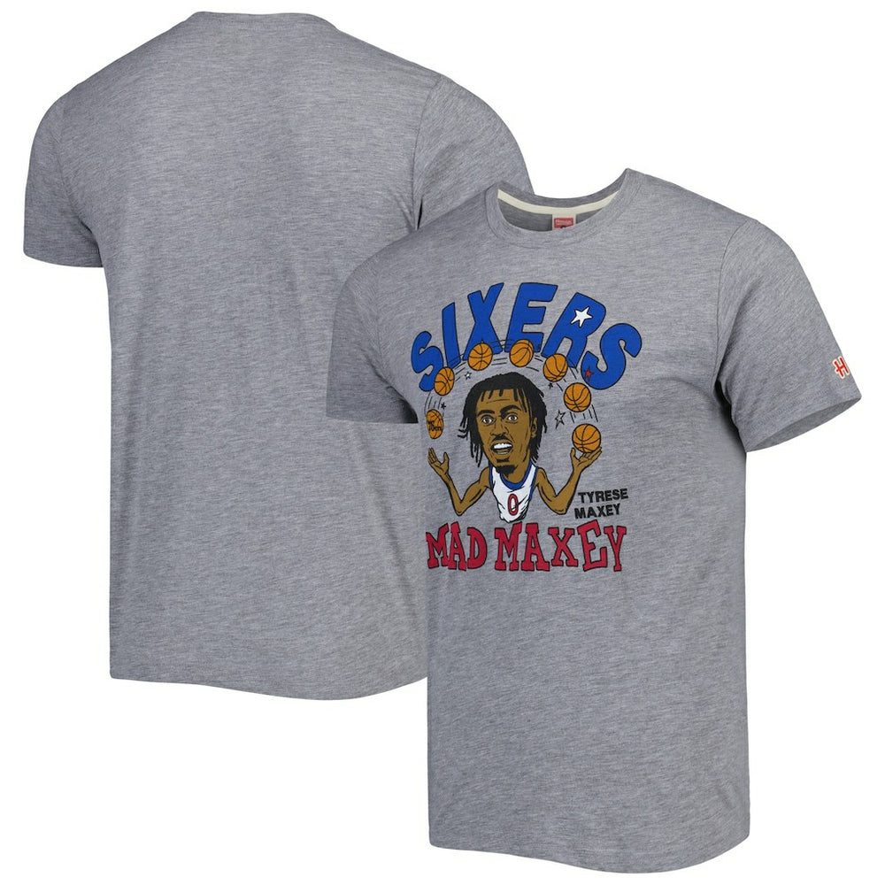 NBA Tyrese Maxey Philadelphia 76ers Homage Caricature Tri-Blend T-Shirt
