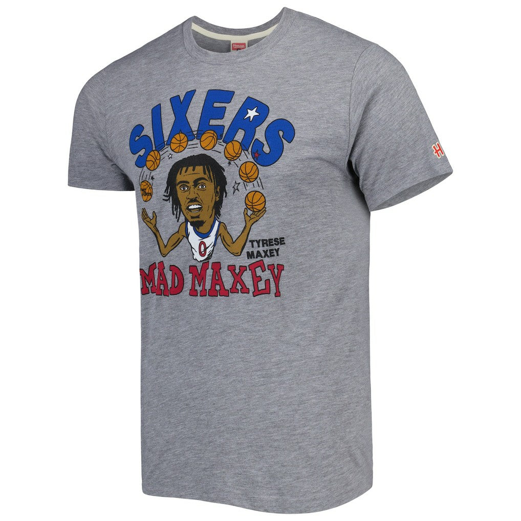 NBA Tyrese Maxey Philadelphia 76ers Homage Caricature Tri-Blend T-Shirt