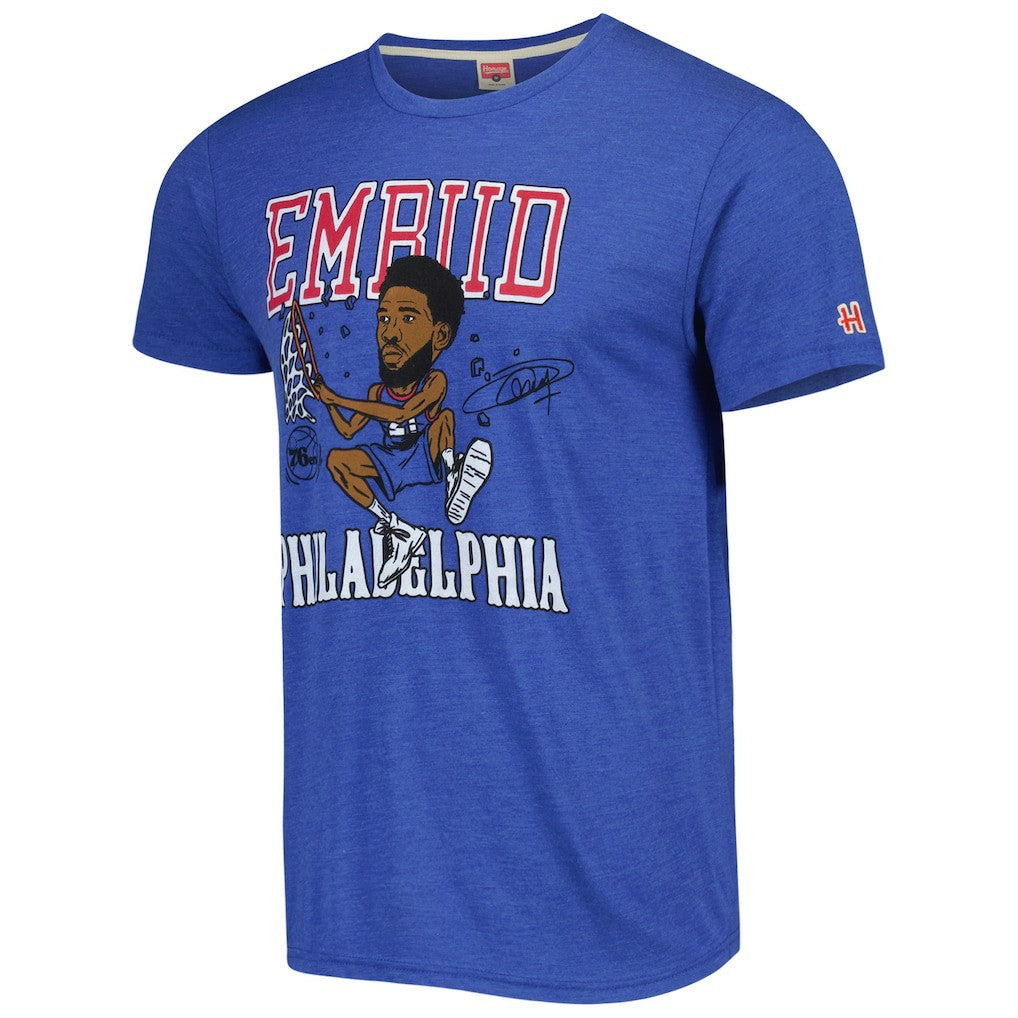 NBA Joel Embiid Philadelphia 76ers Homage Caricature Tri-Blend T-Shirt