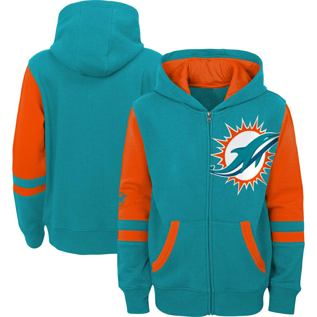 Preschool Stadium Color Block Full-Zip Hoodie - Miami Dolphins