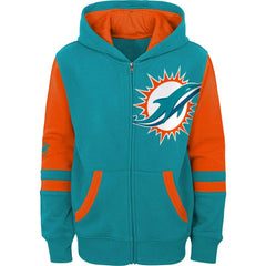 Preschool Stadium Color Block Full-Zip Hoodie - Miami Dolphins