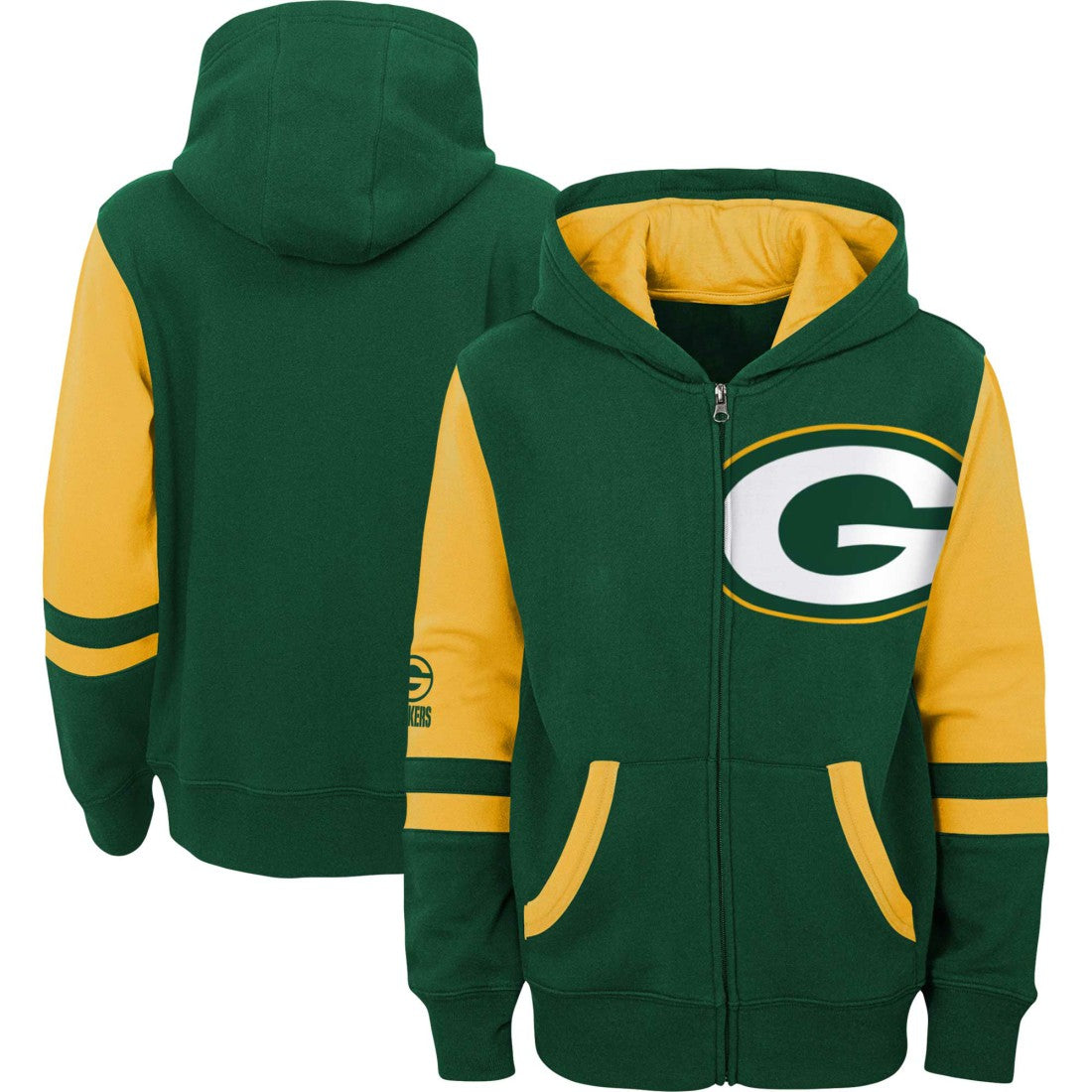 Preschool Stadium Color Block Full-Zip Hoodie - Green Bay Packers