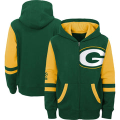 Preschool Stadium Color Block Full-Zip Hoodie - Green Bay Packers
