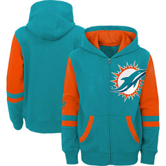 Youth Colorblock Full-Zip Hoodie - Miami Dolphins