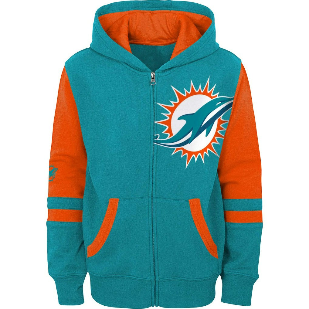 Youth Colorblock Full-Zip Hoodie - Miami Dolphins