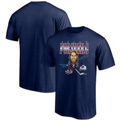 NHL Navy Peter Forsberg Colorado Avalanche Player Caricature T-Shirt