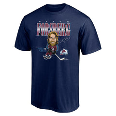 NHL Navy Peter Forsberg Colorado Avalanche Player Caricature T-Shirt