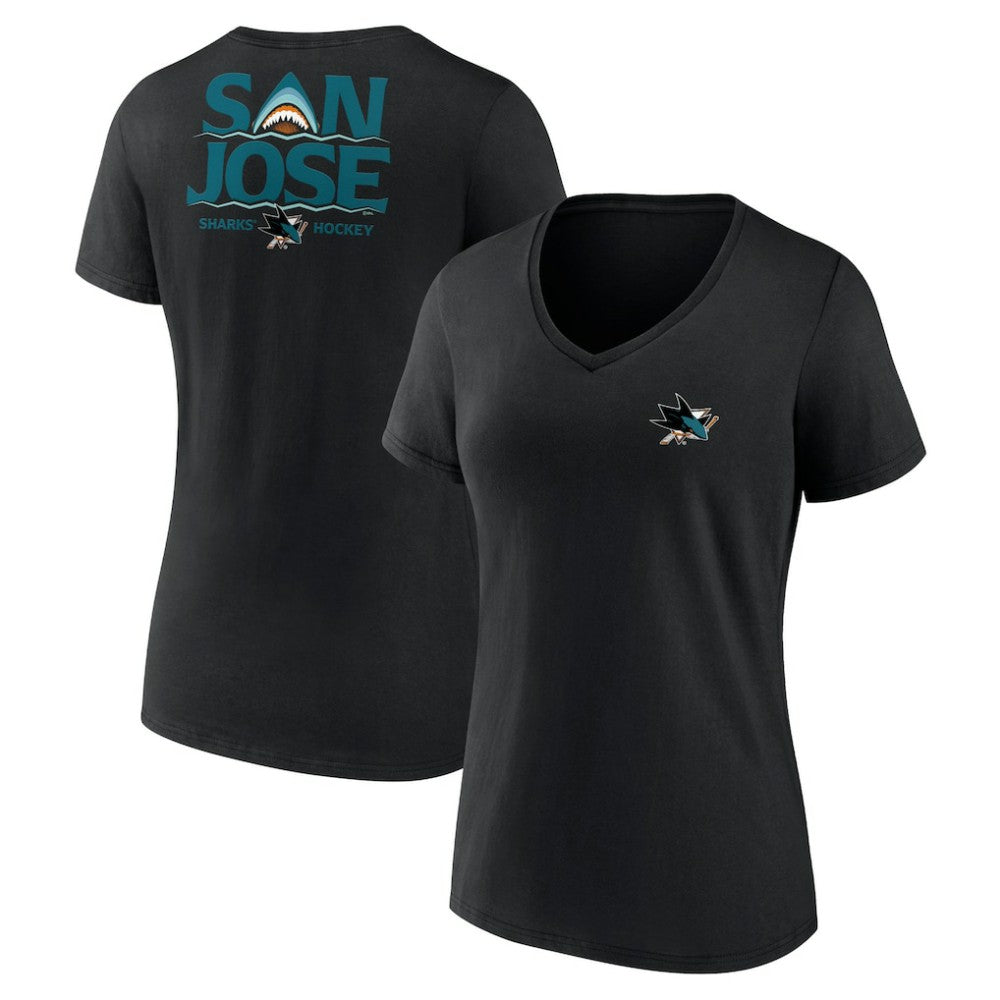 NHL Black San Jose Sharks Women's Territorial V-Neck T-Shirt