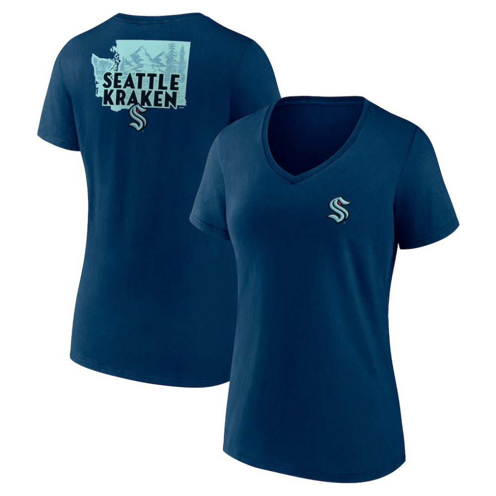 NHL Deep Sea Blue Seattle Kraken Women's Territorial V-Neck T-Shirt