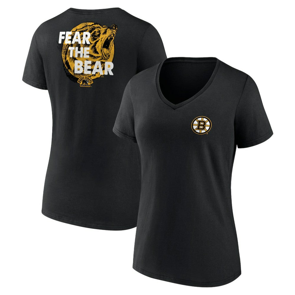 NHL Black Boston Bruins Women's Territorial V-Neck T-Shirt